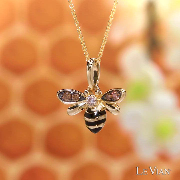Le Vian® Diamond (1/8 ct. t.w.) & Black Enamel Bee 18