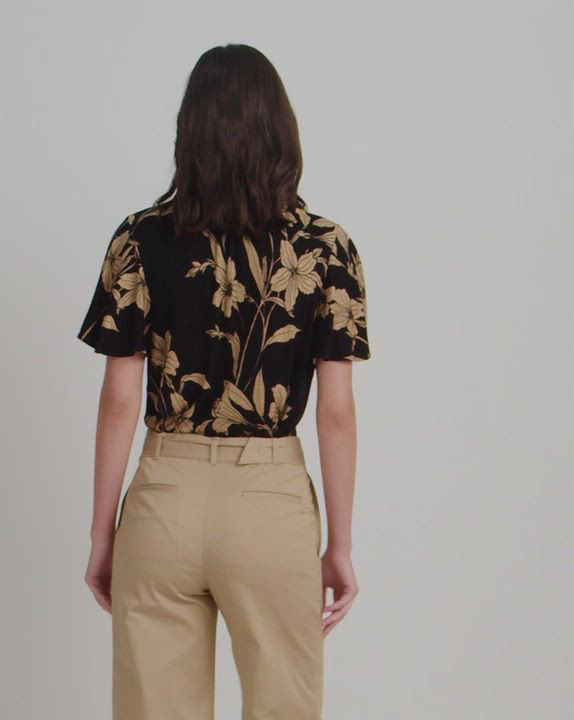 ラルフ・ローレン Lauren Ralph Lauren Plus-Size Floral Linen-Blend Jersey Tie-Neck T Lauren Ralph Lauren Plus Size Floral Linen Blend Jersey Tie