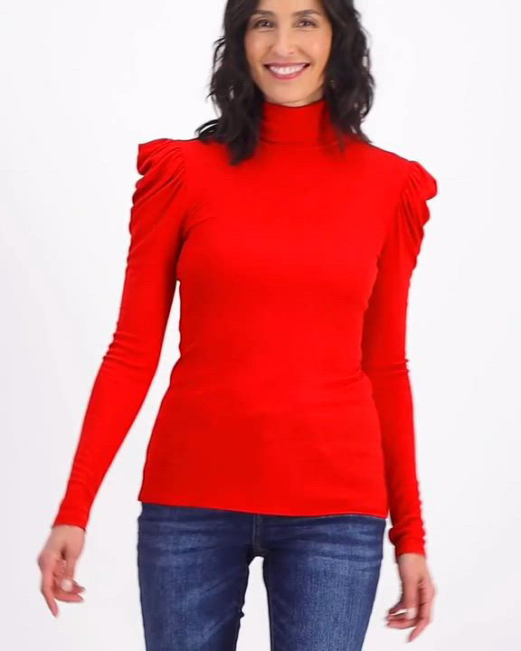 I.N.C. International Concepts Women's Puff-Sleeve Turtleneck Top