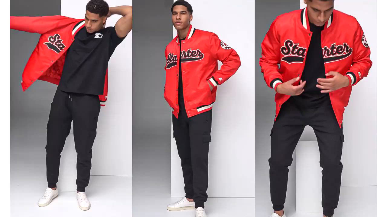 Starter Men's Classic-Fit Satin Varsity Bomber Jacket - Macy's