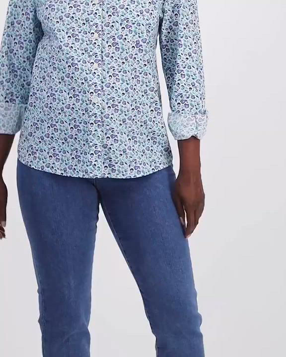 売れ筋商品|||スタイルアンドコー カットソー トップス レディース Women's Printed Cotton Button-Front Blouse, Exclusively at Macy's Abyss Blue Style & Co Women's Printed Cotton Button-Up Shirt, Created