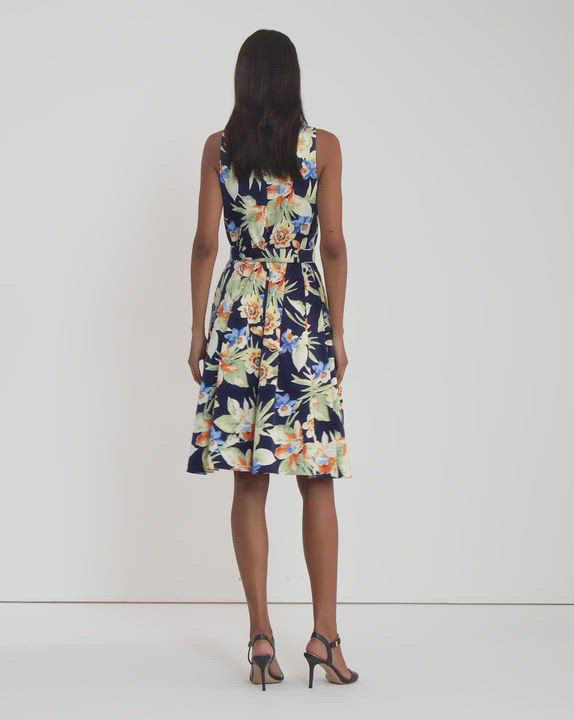 送関込☆RALPHLAUREN FLORAL BELTED FAILLE COCKTAIL DRESS Lauren Ralph Lauren Women's Floral Belted Faille Cocktail