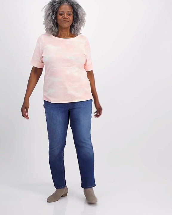 売れ筋商品|||スタイルアンドコー カットソー トップス レディース Plus Size Printed Elbow-Sleeve Knit Top, Exclusively at Macy's Industrial Blue Combo Style & Co Plus Size Printed Elbow-Sleeve Top, Created for