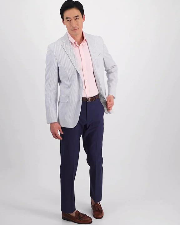 Brooks Brothers Men's Classic-Fit Stretch Stripe Seersucker