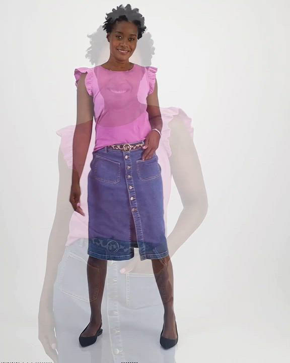 Fashion New Look Pink Denim Skirt Ganni Overdyed Cutline Mini