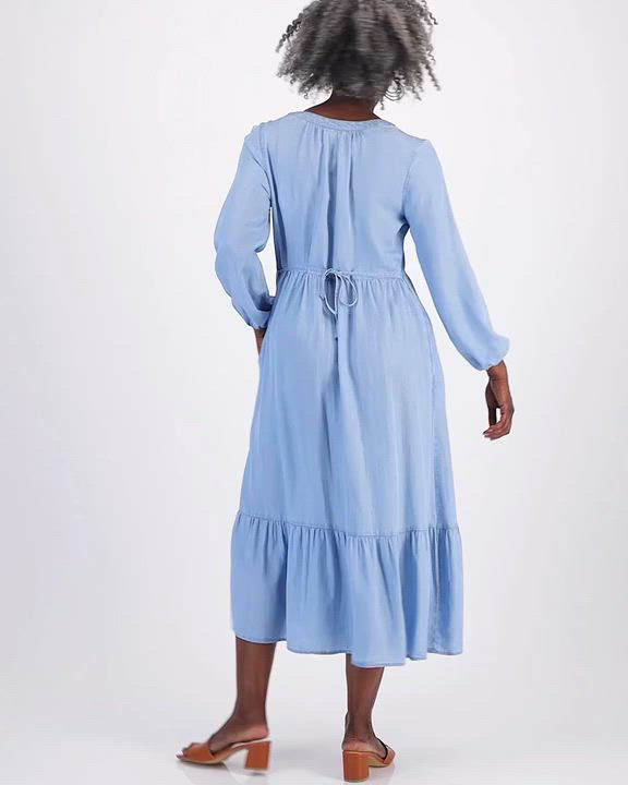 keira midi dress Keira Oversized Collar Dress Light Blue / XL / Final Sale