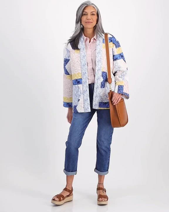 Style & Co Women's Patchwork Quilted Open-Front Jacket