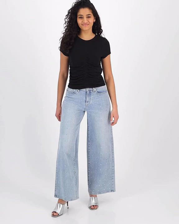DKNY Jeans Women's High Rise Studded Wide Leg Jeans - Macy's