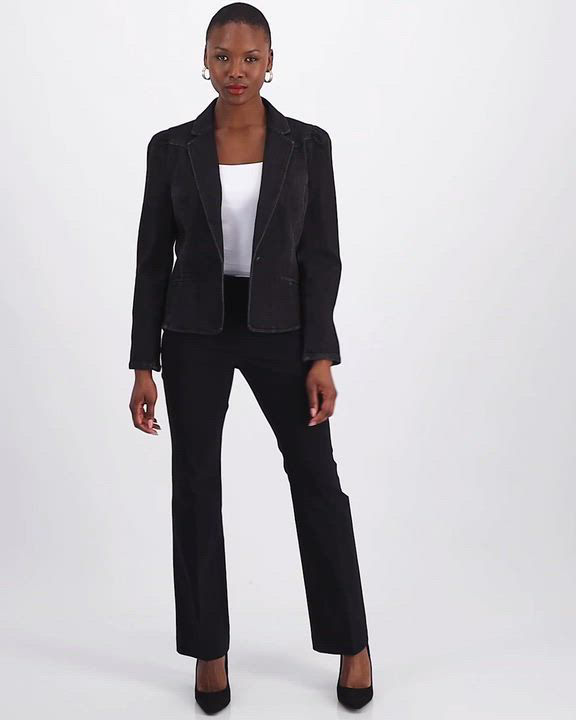 International Concepts Petite Puff-Sleeve Denim Blazer