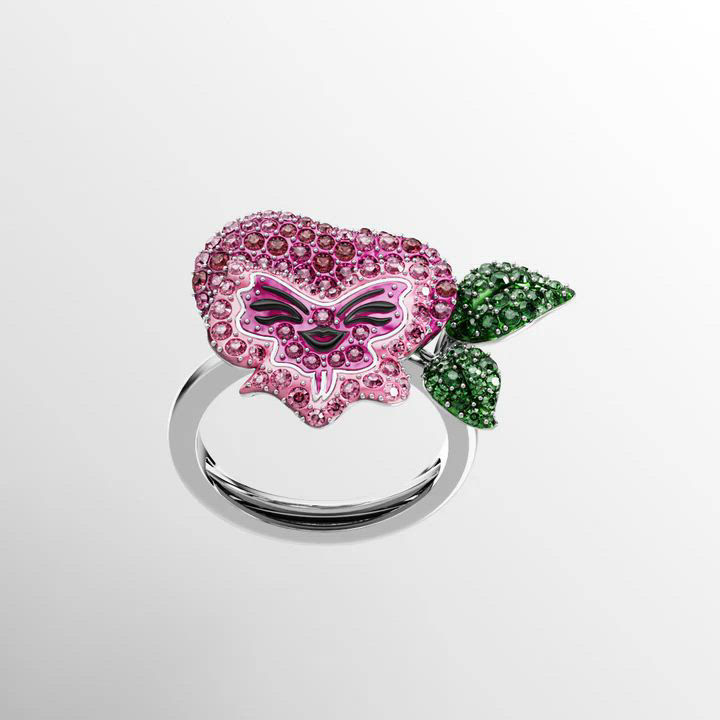Swarovski Flower, Multicolored, Rhodium Plated Alice In