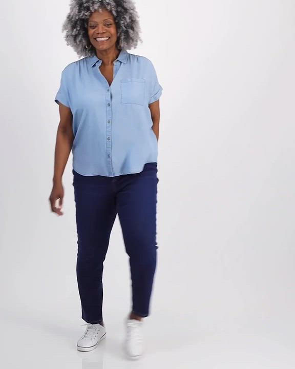 Style & Co Plus Size Chambray Camp Shirt, Created for Macy's