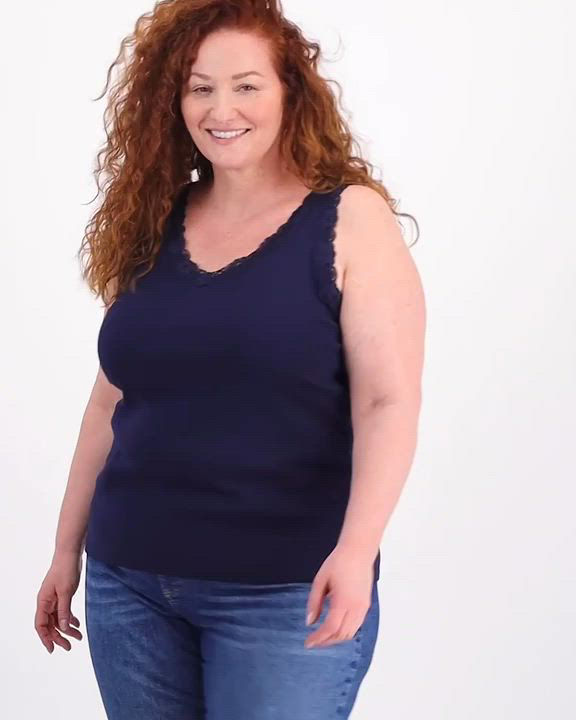 売れ筋商品|||スタイルアンドコー カットソー トップス レディース Plus Size Lace-Trimmed Tank Top, Exclusively at Macy's Abyss Blue Style & Co Plus Size Lace-Trimmed Tank Top, Exclusively at