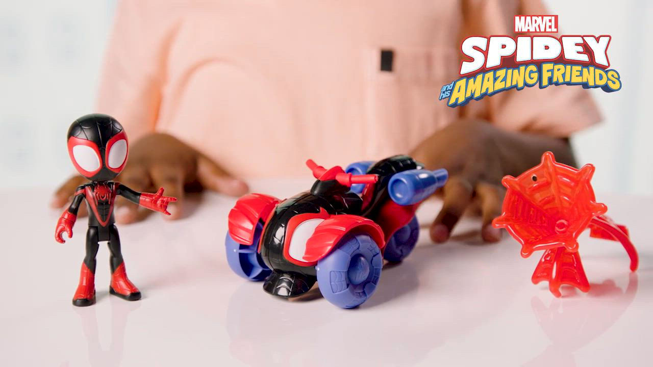 Marvel Spidey And His Amazing Friends Glow Tech – Auto De Juguete Techno Racer Con Miles Morales Figura De Accion Spider Man Juguetes Preescolares