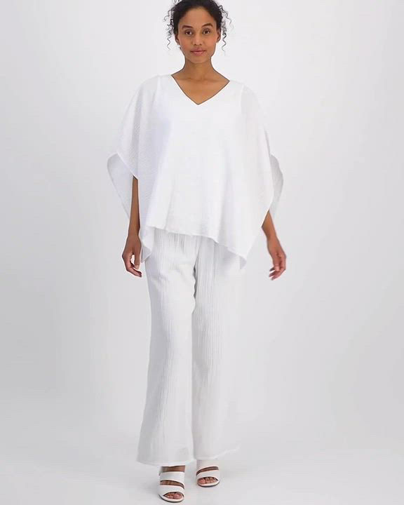 JM Collection Women's Wide Leg Cotton Gauze Pants, Created