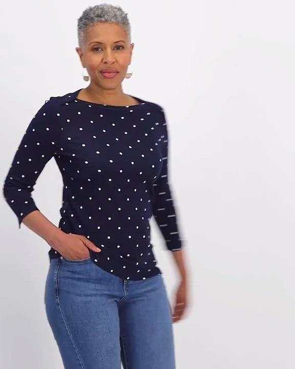 Style & Co Women's Pima Cotton Boat-Neck 3/4-Sleeve Top