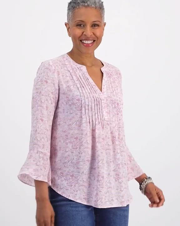 売れ筋商品|||スタイルアンドコー カットソー トップス レディース Women's Printed Pintuck Ruffle Sleeve Top, Exclusively at Macy's White Floral Style & Co Women's Printed Pintuck Ruffle-Sleeve Top