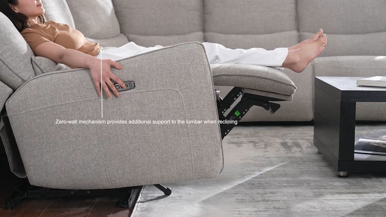 Olper 5-Pc. Fabric Zero Wall Sectional Sofa with Two Power Motion