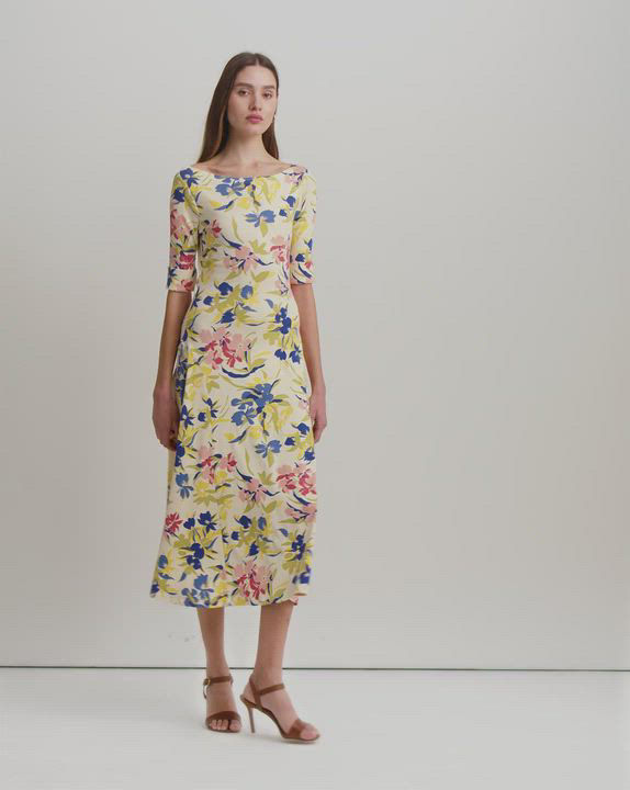 Lauren Ralph Lauren Women's Floral Stretch Cotton Midi Dress