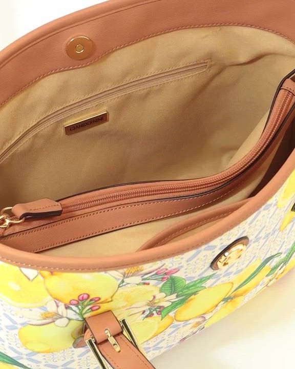 Giani Bernini レモン柄バッグ Giani Bernini Lemon Print Saffiano Small North South