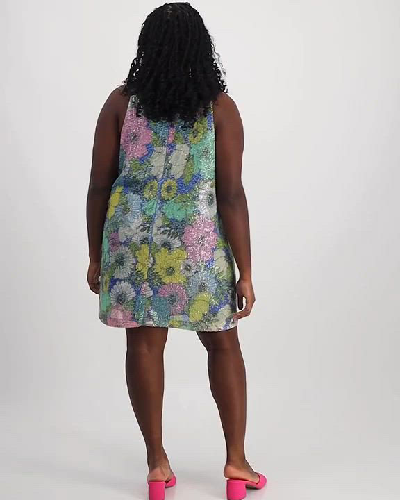 On 34th Plus Size Floral Sequin Sleeveless Tank Dress, Created for Macy's -  Macy's