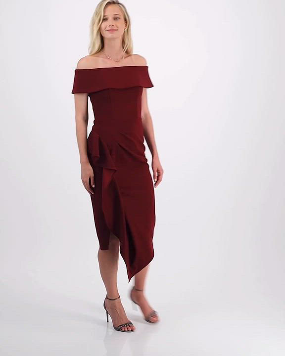 Betsy & Adam Off-The-Shoulder Ruffle Dress - Macy's