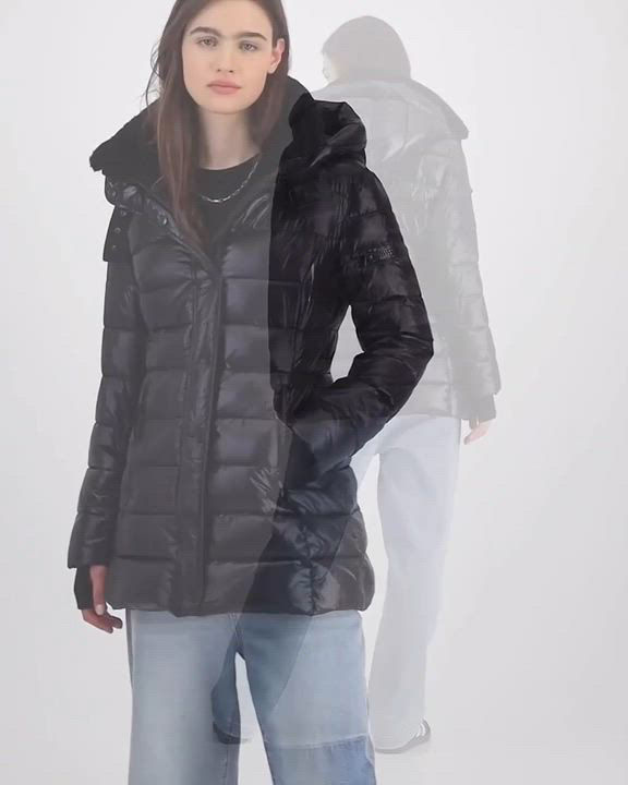 ジャケット・アウター deres 13th Chelsey/coat-like jacket S13 Women's Chelsea High-Shine Faux-Fur-Trim Hooded Puffer