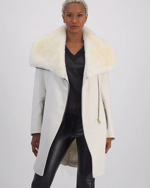Via Spiga Women's Belted Faux-Fur-Collar Coat - Macy's