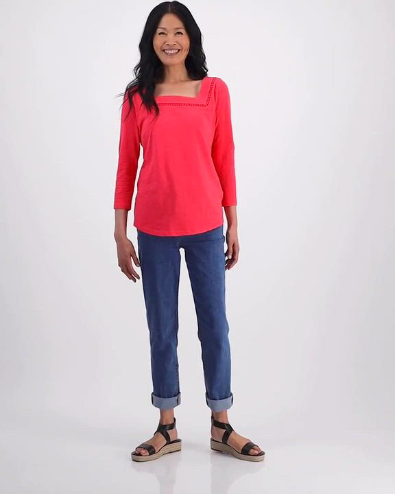 Style & Co Women's Cotton Square-Neck Knit Top, Created for