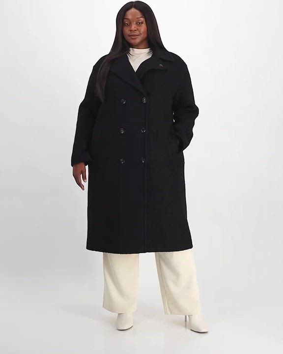 KARL LAGERFELD PARIS Plus Size Double-Breasted Bouclé Coat