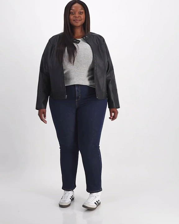 Maralyn & Me Plus Size Faux-Leather Zip-Front Jacket - Macy's