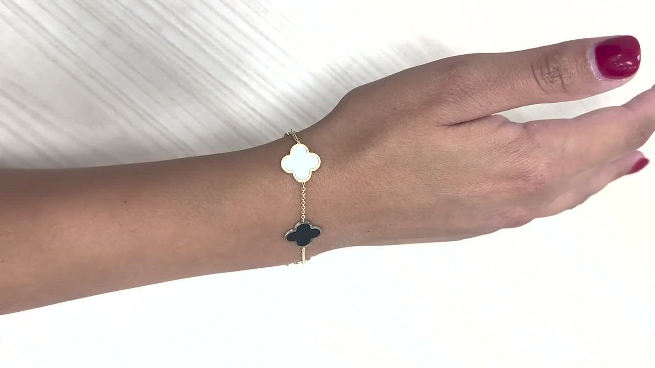 The Lovery Mother of Pearl and Onyx Mixed Clover Bracelet - Macy's