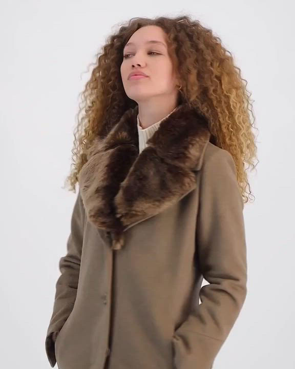 Via Spiga Women's Single-Breasted Faux-Fur-Collar Maxi Coat - Macy's