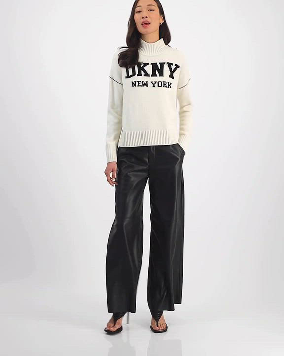 DKNY Jeans Women's Intarsia Logo Turtleneck Sweater - Macy's