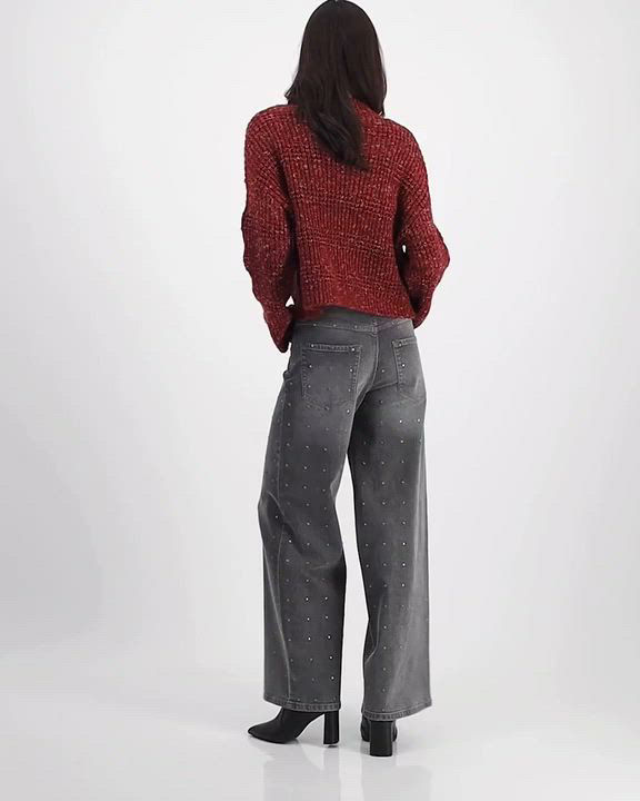 DKNY JEANS 【美品】 DKNY Women's Cuffed Boyfriend Wide Straight Leg Jean, Dark