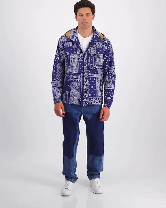 Sun + Stone Men's Regular-Fit Tropical Bandana-Print Full-Zip