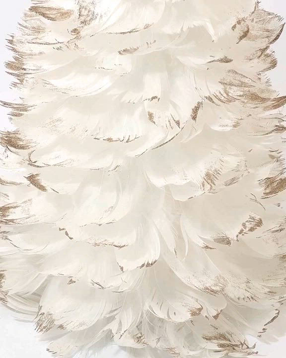 Holiday Lane Shine Bright Gold Glitter White Feather Tree
