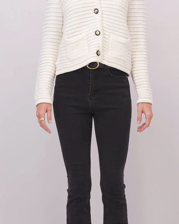 ジャケット・アウター POCKET DETAIL KNIT CARDIGAN Light Weight Sweaters for Women Casual Oversized Button Up