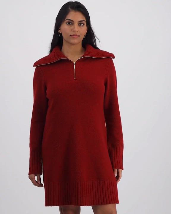 On 34th Women's Quarter-Zip Sweater Mini Dress, Created for Macy's - Macy's