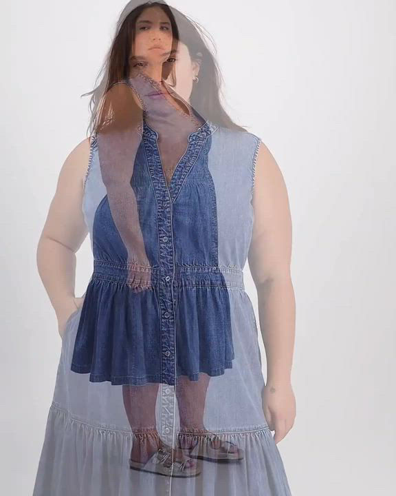 white christmas dresses Light Blue Ruffled 3/4 Sleeve Buttoned Front Plus Size Denim Dress – The  Rusted Nail Boutique
