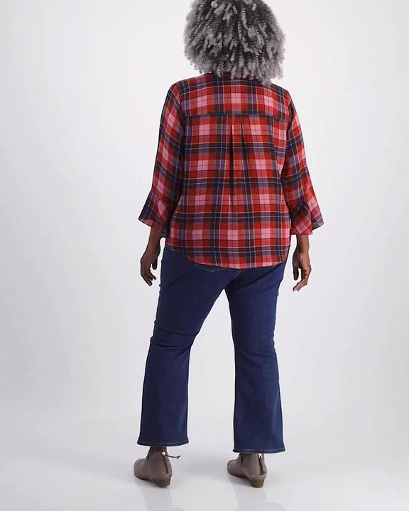 売れ筋商品|||スタイルアンドコー カットソー トップス レディース Plus Size Printed Pintuck Top, Exclusively at Macy's Gingham Petunia Style & Co Plus Size Printed Pintuck Top, Exclusively at