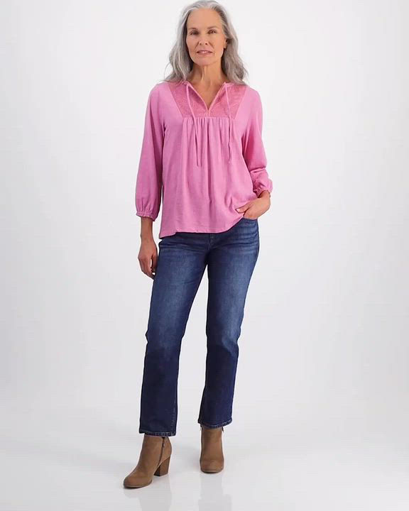 売れ筋商品|||スタイルアンドコー カットソー トップス レディース Plus Size Velvet-Bib Cotton Tie-Neck Blouse, Created for Macy's Pink Rain Style & Co Plus Size Velvet-bib Cotton Tie-neck Blouse