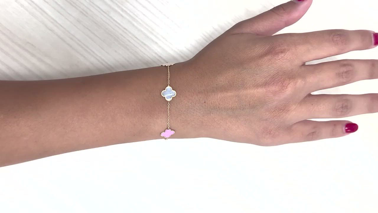 The Lovery Small Pink Mixed Clover Bracelet 14K Gold - Macy