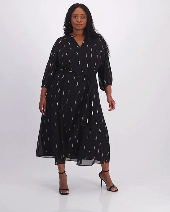 maxi dress with 3 4 sleeves plus size Seltaon Casual Plus Size Maxi Dress for Women 3/4 Sleeve High Waist Flowy  Ruffle Fall Dresses with Belt Black at Amazon Women's Clothing store