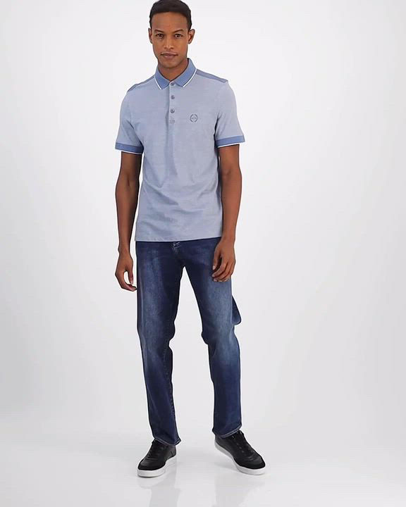 A|X Armani Exchange Men's Short Sleeve Logo-Placket Polo Shirt