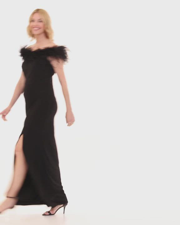 alex evenings feather dress Alex Evenings Caroline Flutter Sleeve Sequin Gown NAVY / 6