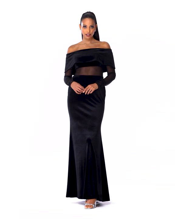 Betsy & Adam Women's Velvet and Mesh Off-The-Shoulder Gown - Macy's