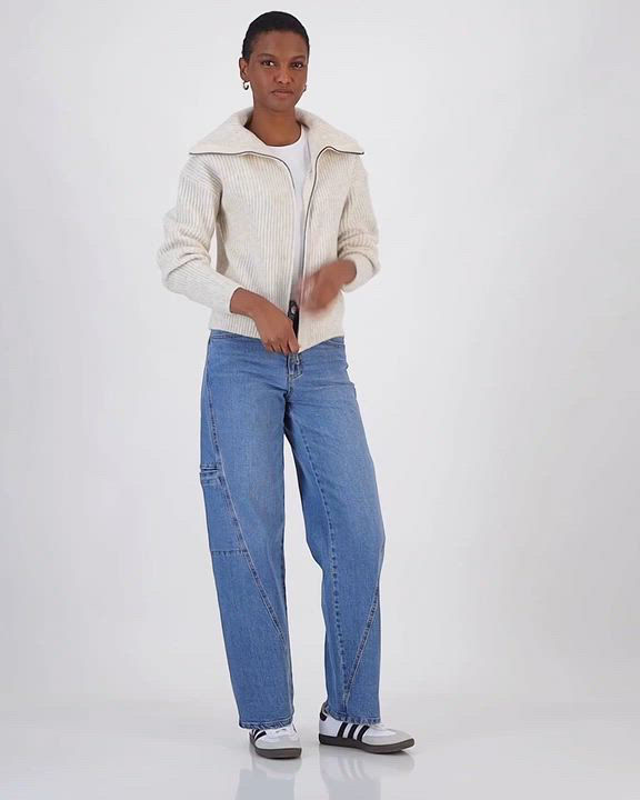 And Now This Women's Sailor-Collar Zip-Front Sweater, Created for