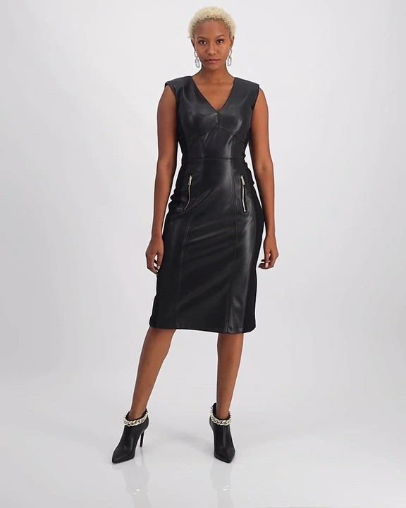 chinese dress ladies The “SERENITY” FAUX LEATHER DRESS – Couture Threadz main image 1