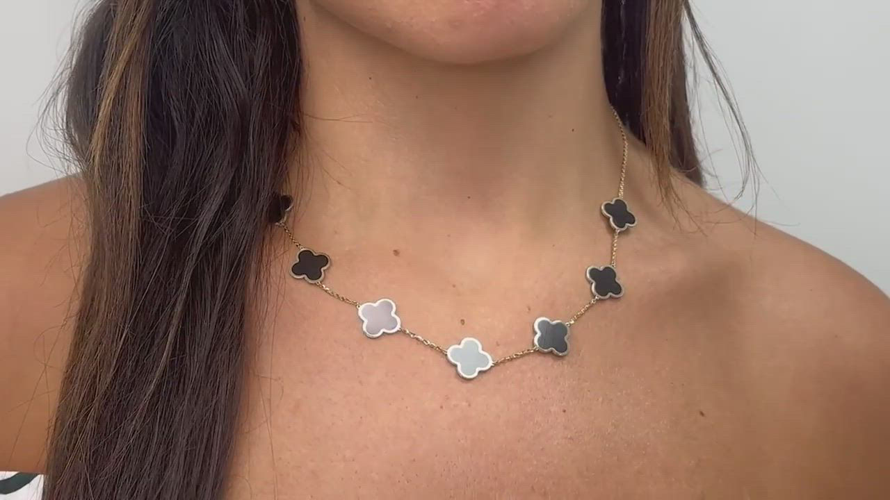 The Lovery Large Onyx Clover Necklace 14K Yellow Gold - Macy's