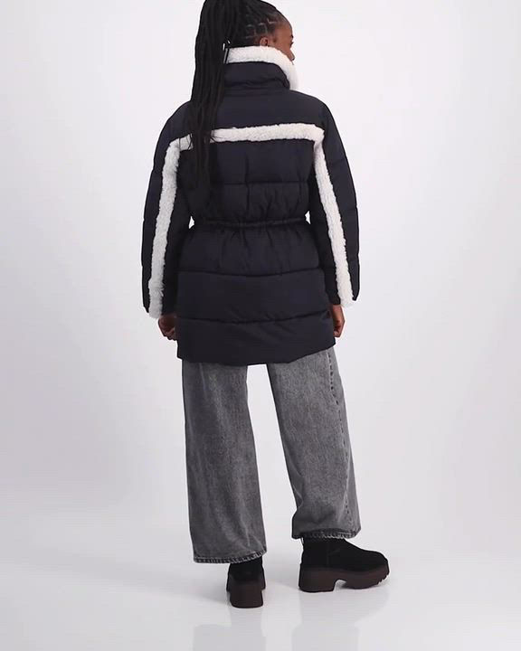UGG Amal Plush Seam Puffer Coat in Black | REVOLVE